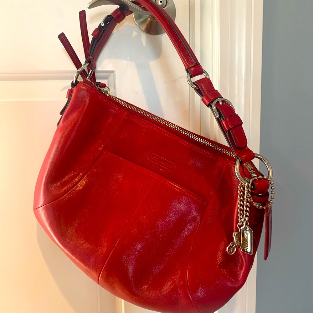 Coach Soho deep red smooth leather hobo bag. Practically new!